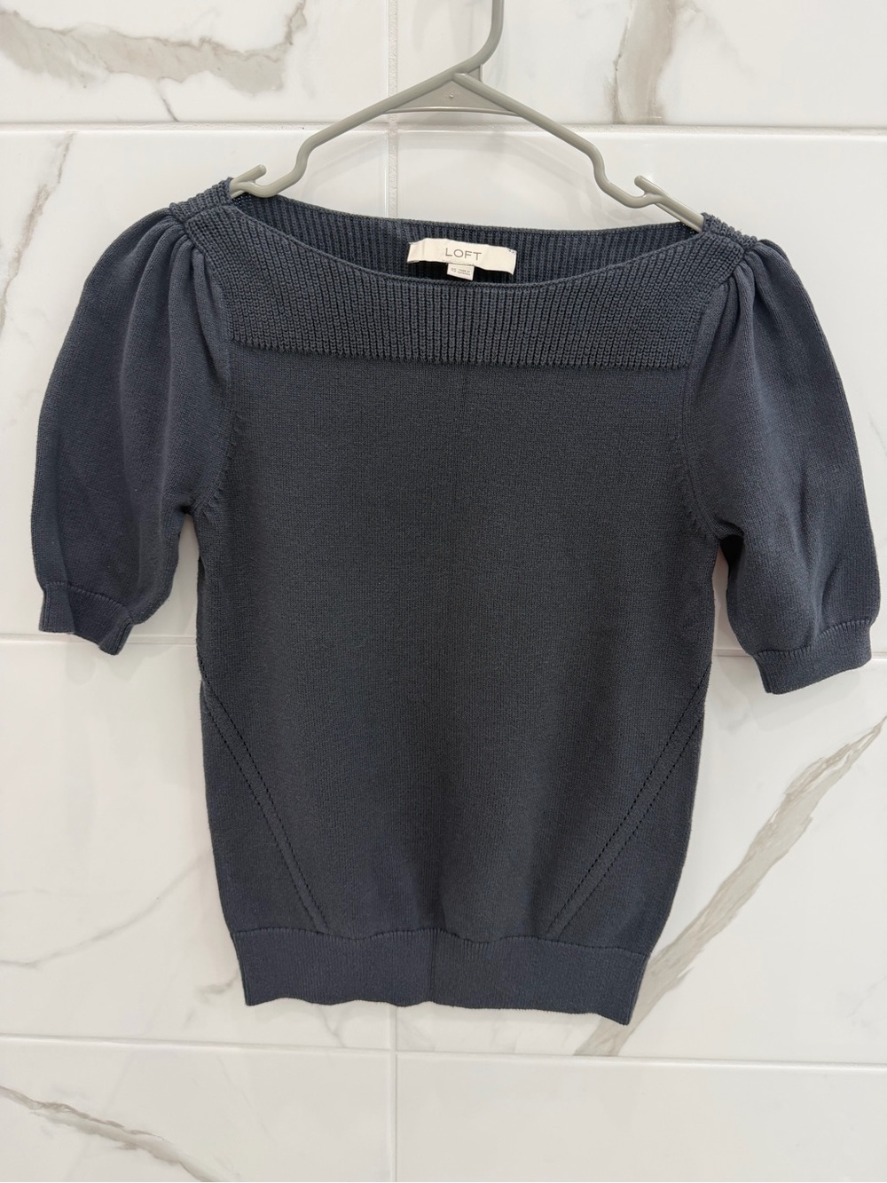 LOFT Women's Dark Gray Short-Sleeve Knit Sweater